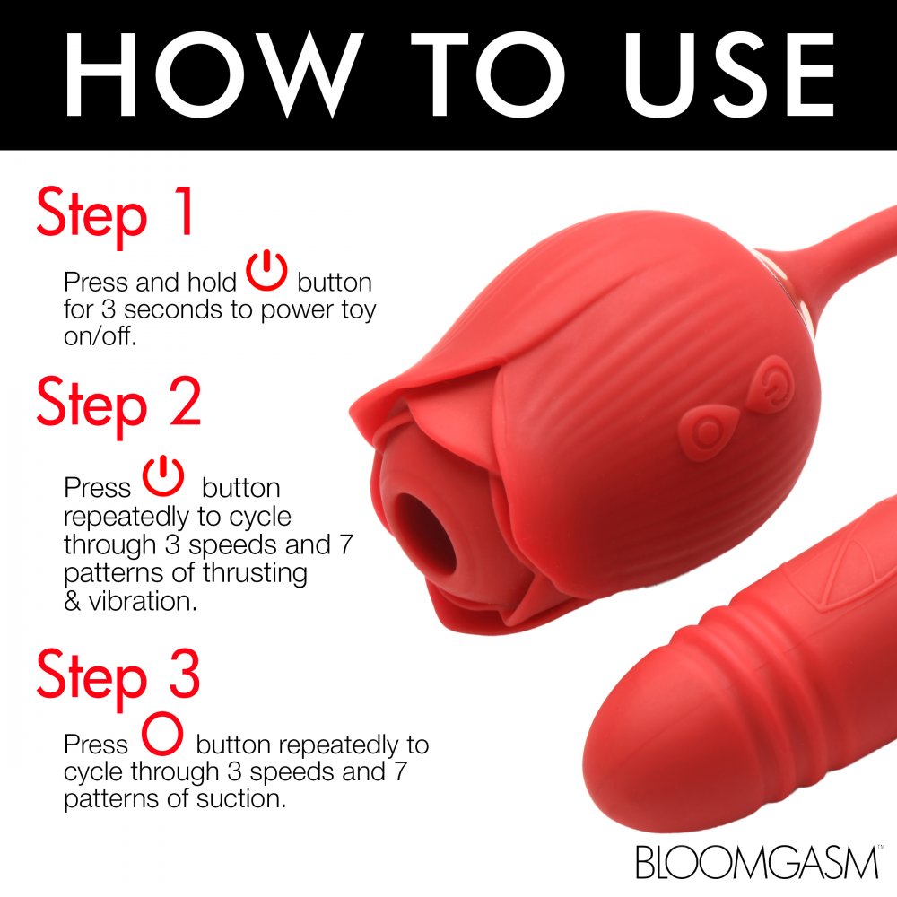 10X Romping Rose Suction and Thrusting Vibrator - image 8