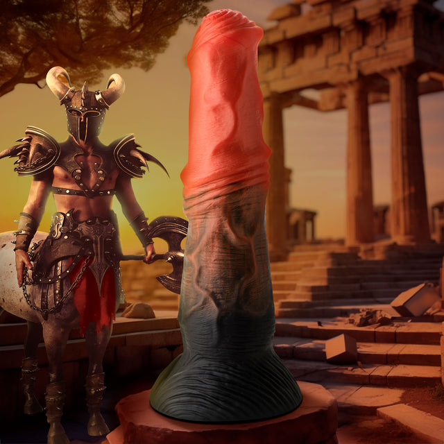 Creature Cocks Centaur Silicone Dildo — 10.4 in / 9 in Insertable, Orange/Copper/Black - 848518051929