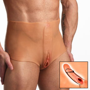 Master Series Silicone Pussy & Ass Panties — Large (Light) - MS-AH213-L