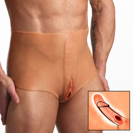 Master Series Silicone Pussy & Ass Panties — Large (Light) - MS-AH213-L
