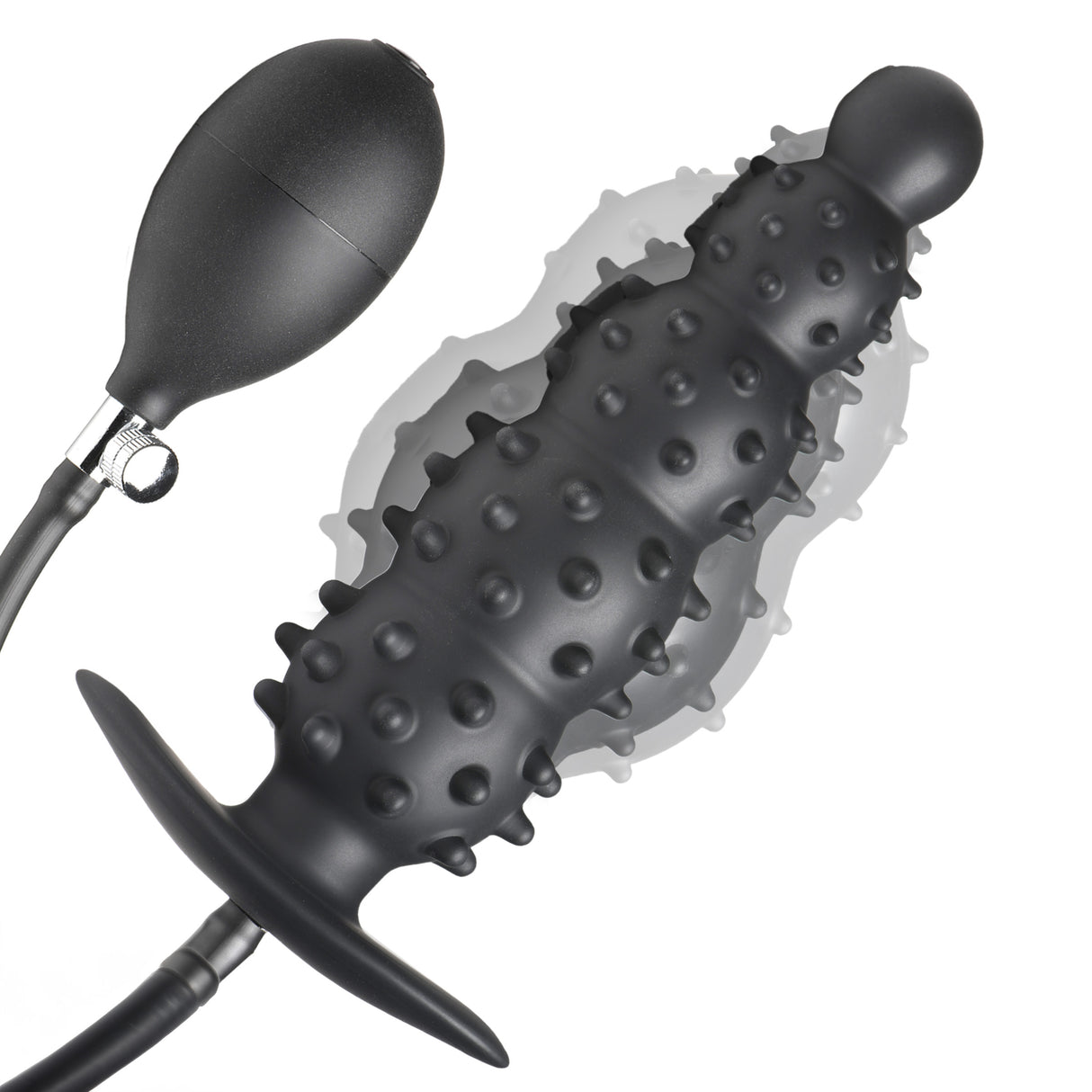 Master Series Nubbed Inflatable Silicone Anal Plug — Black - MS-AH219