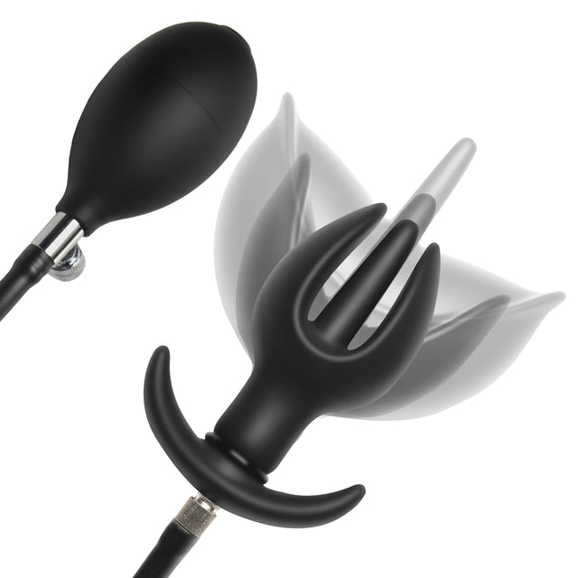 Master Series Inflatable Silicone Anchor Anal Plug — Black - 848518052353