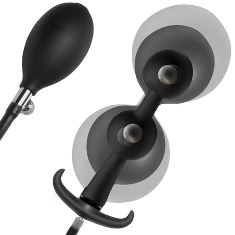 Master Series Inflatable Weighted Silicone Anal Plug — Black - 848518052360