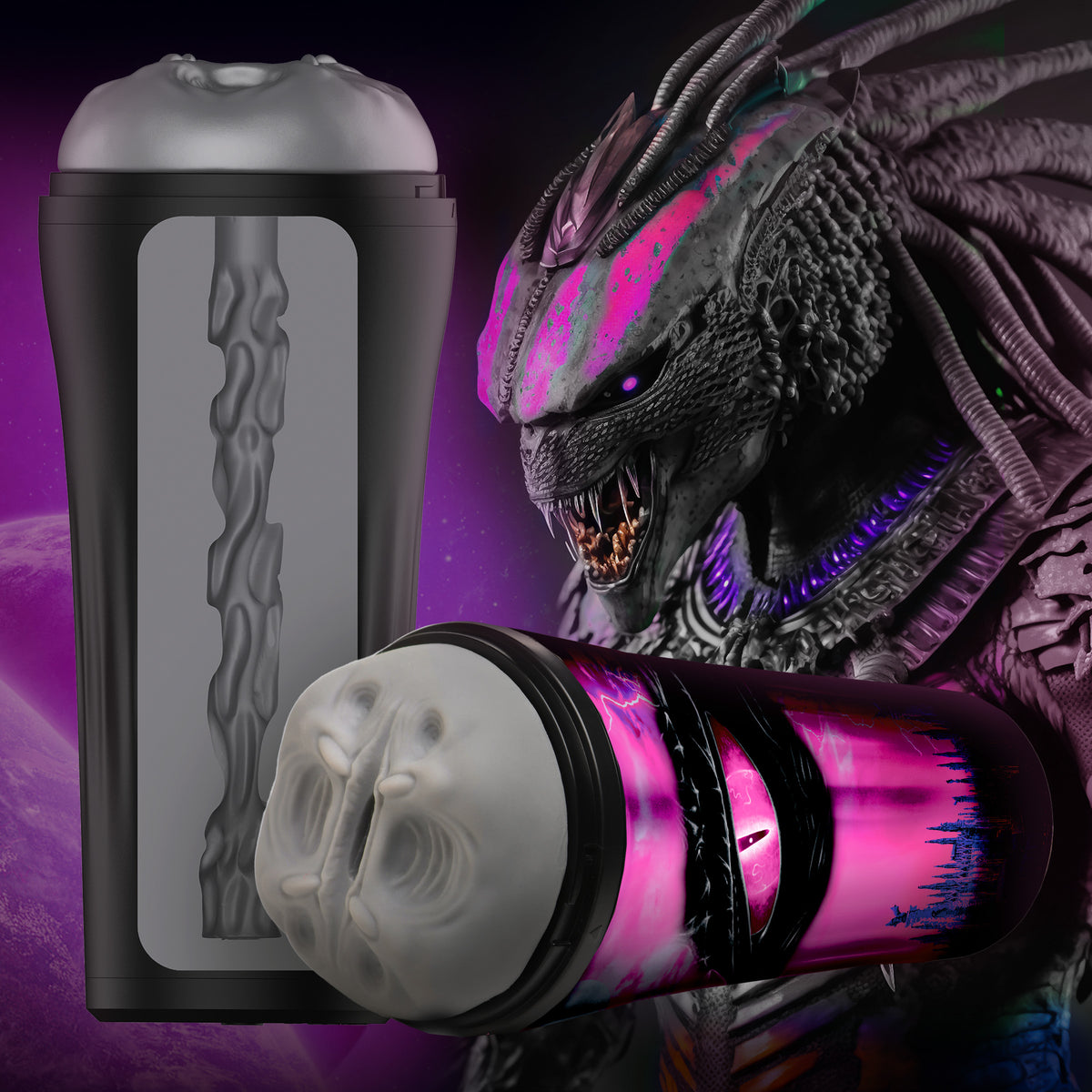 Creature Cocks Predator Creature Stroker — Gray TPE Masturbator - CC-AH242-GRAY