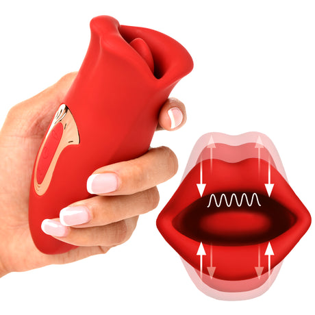 Lickgasm Kiss and Tell Mini Kissing & Vibrating Clitoral Stimulator, Red - INM-AH247