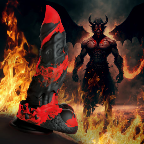 Creature Cocks Fire Demon Silicone Dildo, 8.5" Red/Black - 848518052889