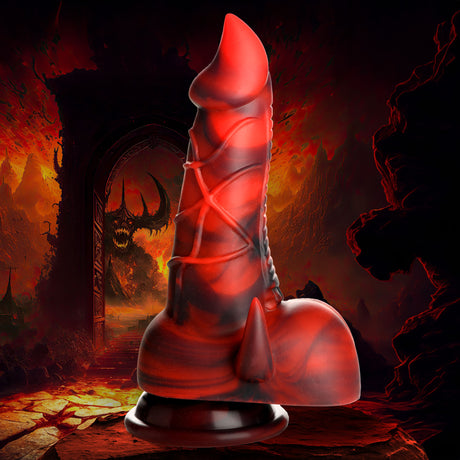Creature Cocks Horny Devil Demon Silicone Dildo — Red/Black, 7.5 in - 848518052988