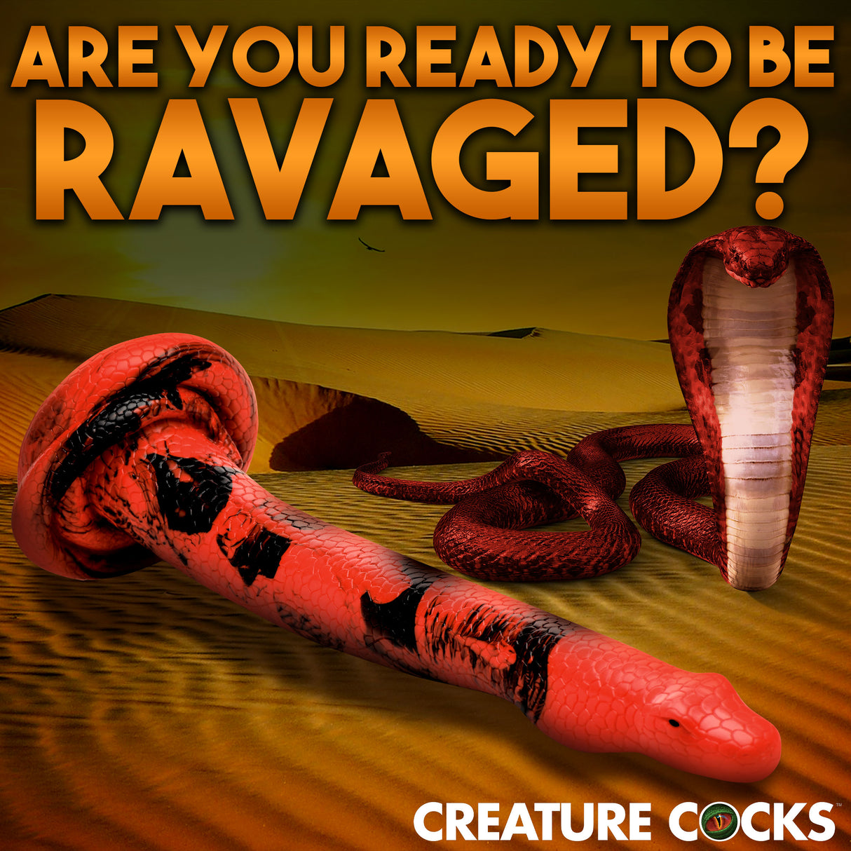 Creature Cocks King Cobra Silicone Dildo — 18 Inch, Red/Black - 848518053091