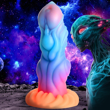 Creature Cocks Alien Invader Glow-In-The-Dark Silicone Dildo — 8 in - 848518053268