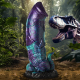 Creature Cocks Dino-Dick Silicone Dildo, Large (Blue/Purple/Teal) - 848518053459