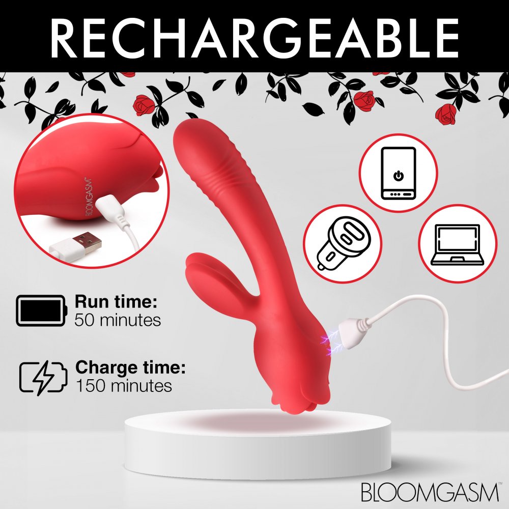 Blooming Bunny Sucking and Thrusting Silicone Rabbit Vibrator - image 9
