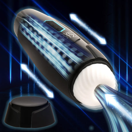 LoveBotz Milker Max Thrusting & Vibrating Masturbator, Black - 848518053558