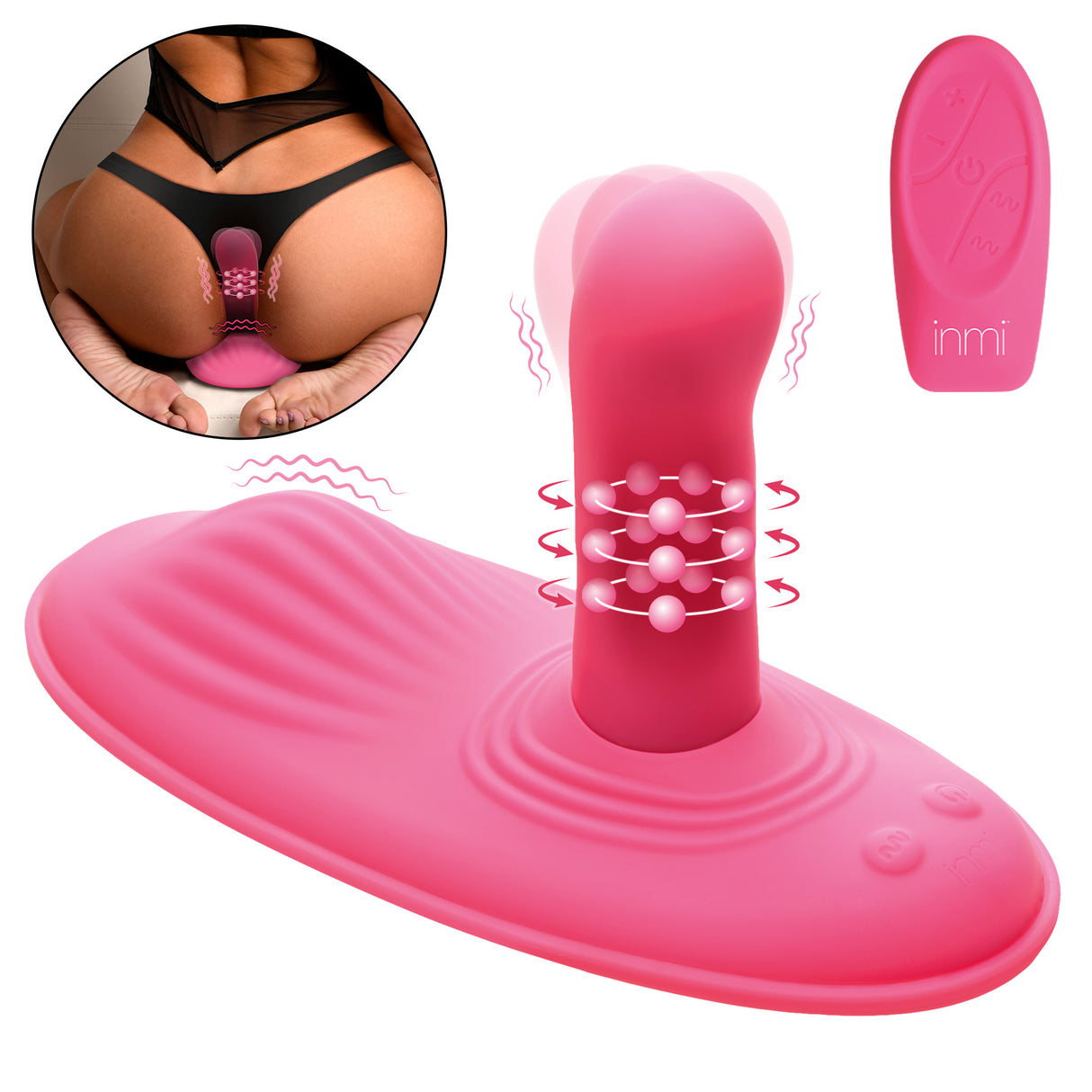 Inmi Spin n' Grind Rotating & Vibrating Silicone Grinder — Pink - 848518053848