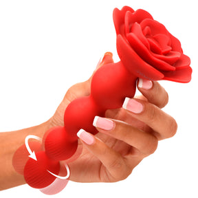 Bloomgasm 10X Rose Vibrating & Rotating Silicone Anal Beads — 6" Insertable - 848518053954