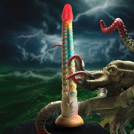 Creature Cocks Tenta-Dick Tentacle Silicone Dildo, Rainbow, 11.5" Insertable - 848518053978