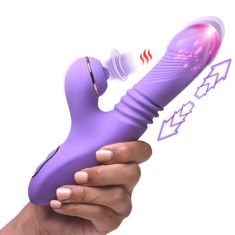 Shegasm Pro-Thrust Max 14X Thrusting & Pulsing Silicone Rabbit — Purple - INM-AH361PUR
