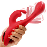 Inmi Flicking Silicone Rabbit Vibrator — Rechargeable, Red - INM-AH389