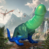 Creature Cocks Jurassic Dinosaur Silicone Dildo — 10in, Green/Blue - CC-AH392-GRN
