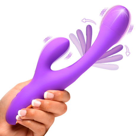Inmi Tri Flick Silicone Rabbit Vibrator — Purple, 9.5 in - INM-AH411