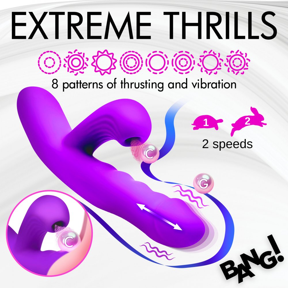 Thrusting and Sucking Silicone Rabbit Vibrator - image 3