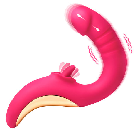 Lickgasm Tease & Please Thrusting and Licking Vibrator, Pink - INM-AH437