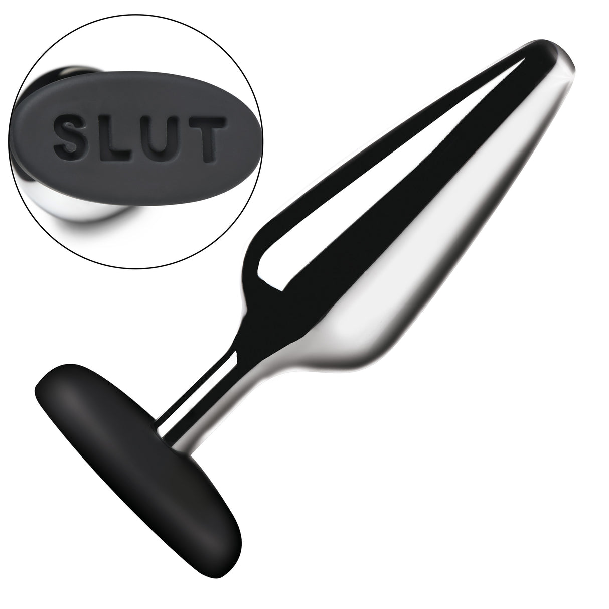 Master Series Metal & Silicone Butt Plug — 5.1in, Metal/Black - 848518055279
