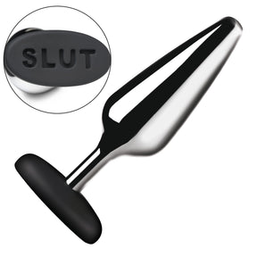 Master Series Metal & Silicone Butt Plug — 5.1in, Metal/Black - 848518055279
