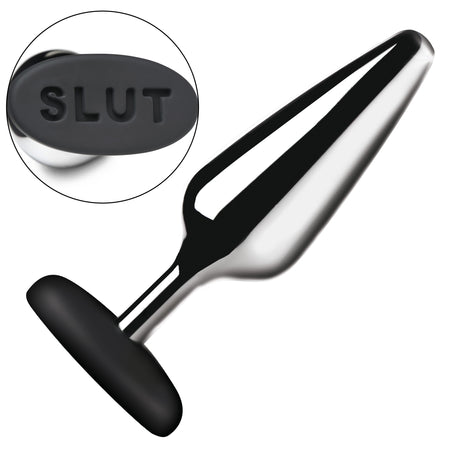 Master Series Metal & Silicone Butt Plug — 5.1in, Metal/Black - 848518055279