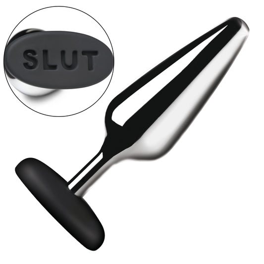 Master Series Metal & Silicone Butt Plug — 5.1in, Metal/Black - 848518055279
