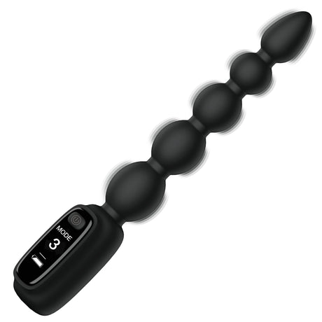Bang! Silicone Anal Beads with Digital Display — 5 Graduated Beads, Black - 848518055309