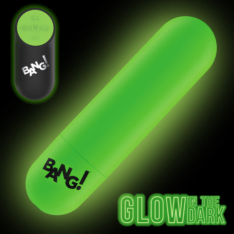 Bang! Glow-in-the-Dark Bullet Vibrator — Green, Remote & Rechargeable - BNG-AH458
