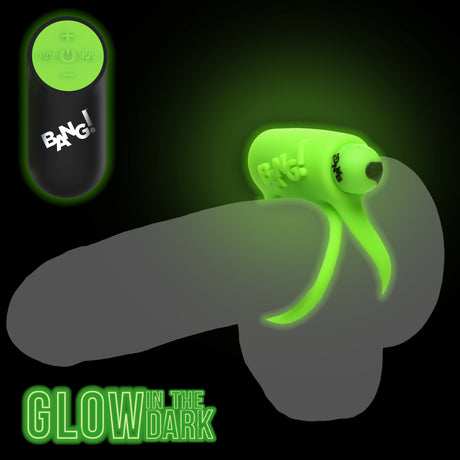 Bang! Glow-in-the-Dark Silicone Vibrating Cock Ring — Green - BNG-AH460