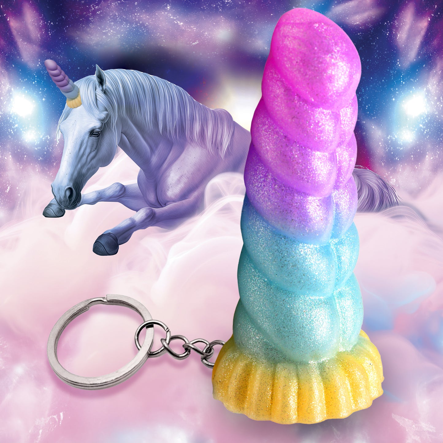 Mystique Unicorn Mini Dildo Key Chain by Creature Cocks