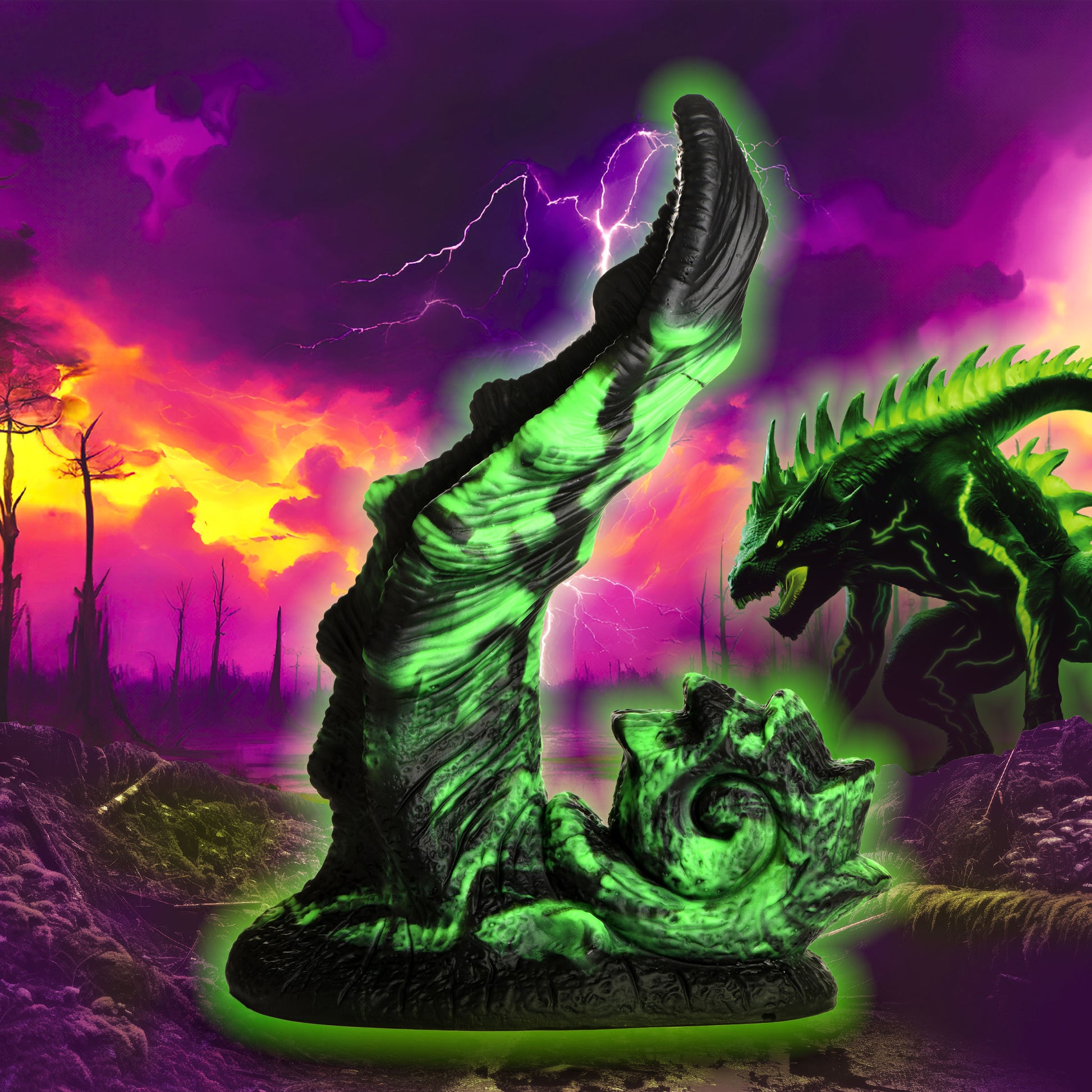 Glowzilla Glow-In-The-Dark Silicone Dildo by Creature Cocks