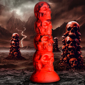 Creature Cocks Doom Silicone Dildo — 9.4in (8in insertable), Red/Black - 848518056184
