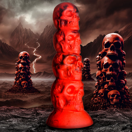 Creature Cocks Doom Silicone Dildo — 9.4in (8in insertable), Red/Black - 848518056184