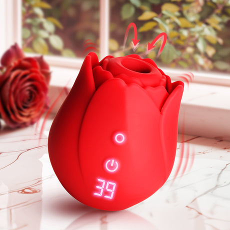 Bloomgasm Cyber Rose Clitoral Stimulator — Sucking & Vibrating, Red - 848518056238