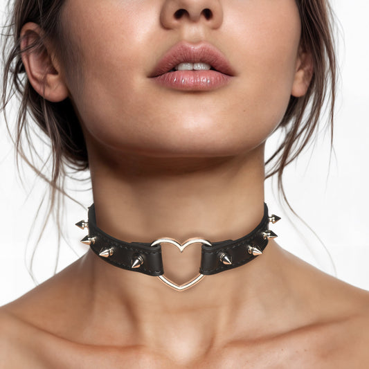 Spiked Heart Choker - by Master Series