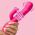 Bang! Beaded Come-Hither Silicone Rabbit Vibrator, Pink - 848518057020