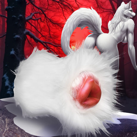 Creature Cocks Snow She-Wolf Silicone Stroker — White with Red Interior - CC-AH617