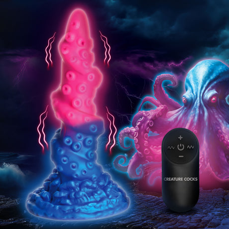 Creature Cocks Lord Kraken Vibrating Glow-in-the-Dark Silicone Dildo - 848518058348