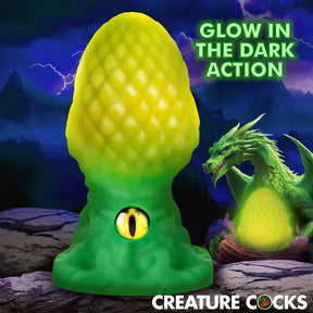 Creature Cocks Eye of the Dragon Silicone Butt Plug — Glow-In-The-Dark, 4.1 inches - 848518058591
