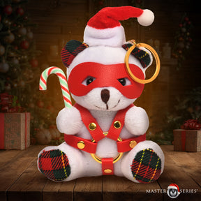 Master Series Holiday Bondage Bear Keychain — White Plush - 848518058805