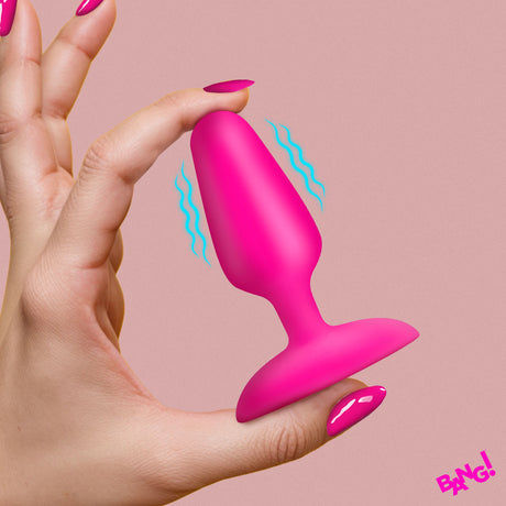 Bang! Flexible Vibrating Silicone Butt Plug — Purple, 3.1" Insertable - BG-AH720-PURPLE