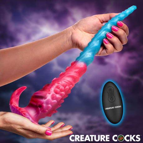 Creature Cocks Vibrating Silicone Tentacle Dildo, 13.5 in — Blue/Pink - 848518060303