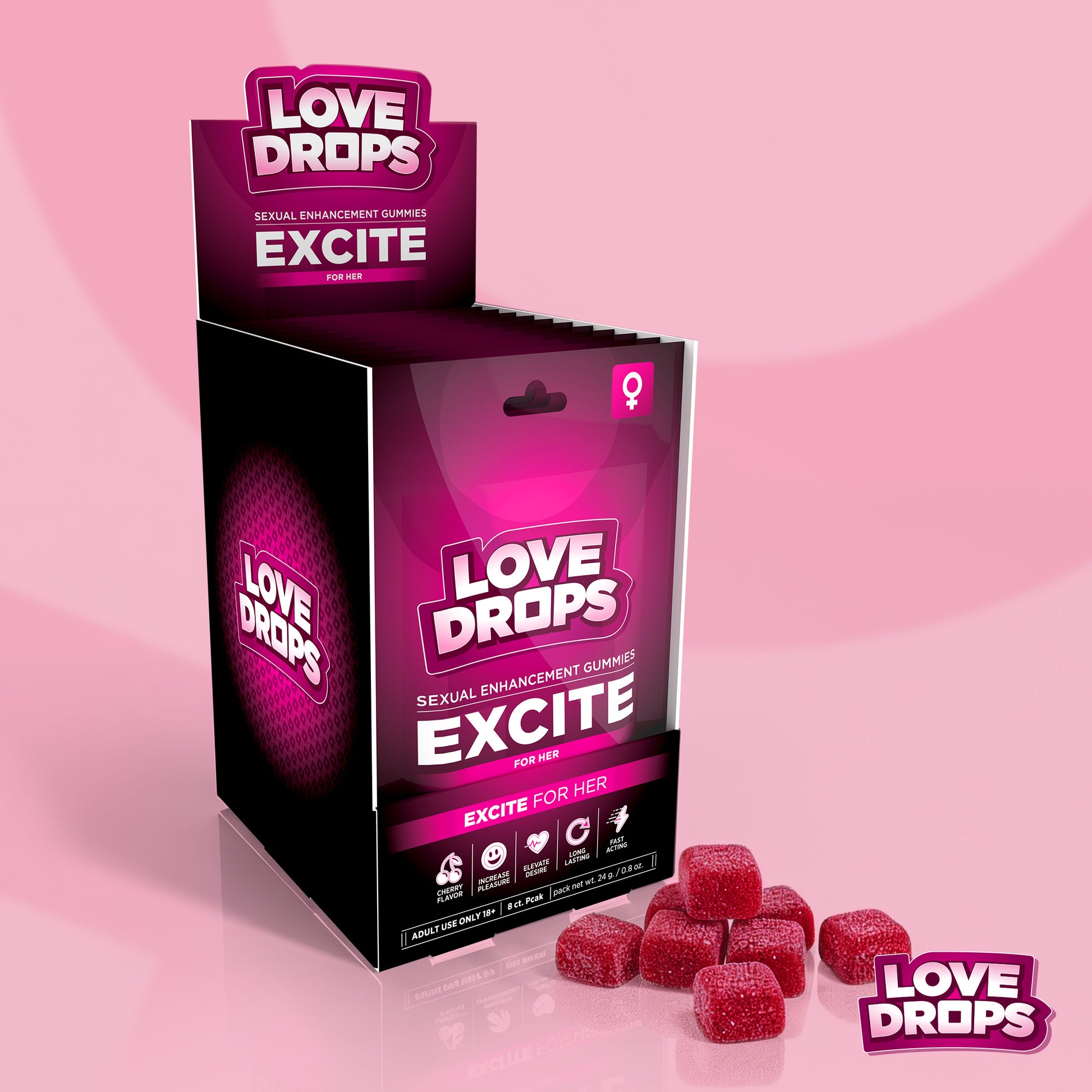 Sexual Enhancement Gummies for Her - Excite POP Display 12ct by Love Drops