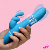 Rotating Beads Silicone Rabbit Vibrator- Blue - image 1