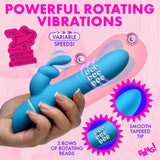 Rotating Beads Silicone Rabbit Vibrator- Blue - image 3