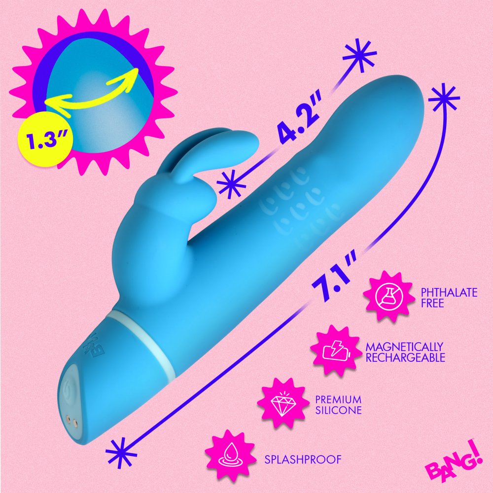 Rotating Beads Silicone Rabbit Vibrator- Blue - image 4