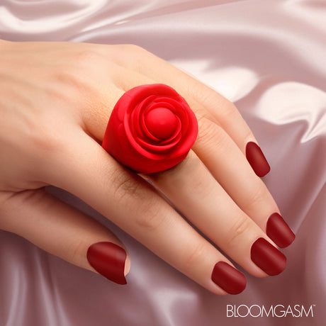 Bloomgasm Rose Ring Finger Vibrator, Red, USB-Rechargeable - BL-AH804